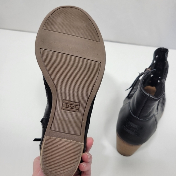 Toms Black Majorca Basketweave Women's  8 1/2 Peep Toe Boot - Picture 9 of 12